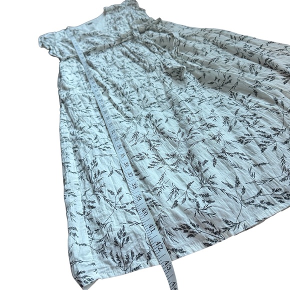 A New Day White Black Floral Wrap Midi Dress Ruffle Sleeves - Picture 7 of 9